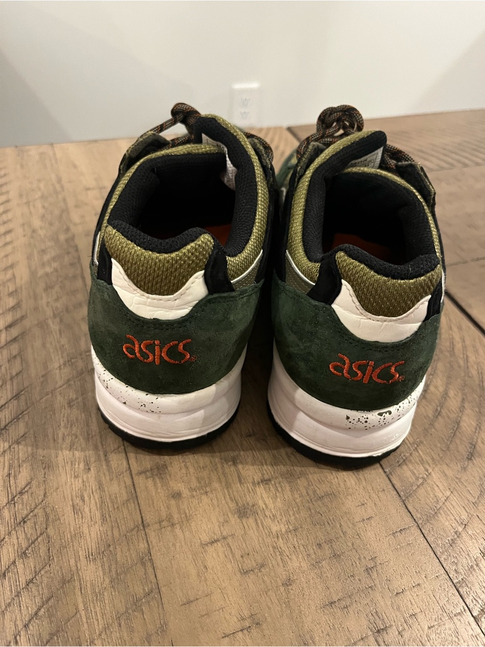 ASICS Olive Green Suede & Mesh Trainer with Orange Accents - Picture 8 of 16